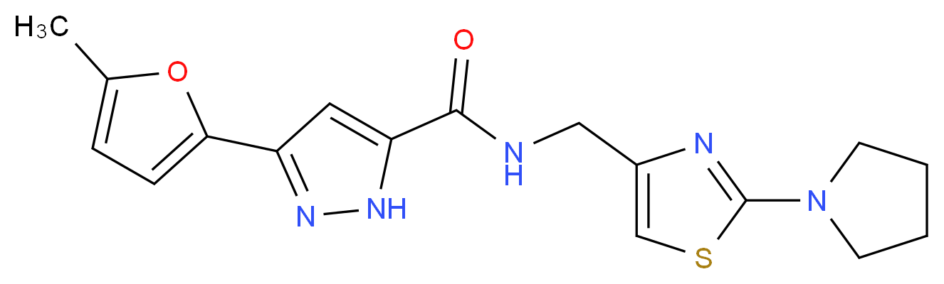 3-(5-methyl-2-furyl)-N-[(2-pyrrolidin-1-yl-1,3-thiazol-4-yl)methyl]-1H-pyrazole-5-carboxamide_分子结构_CAS_)