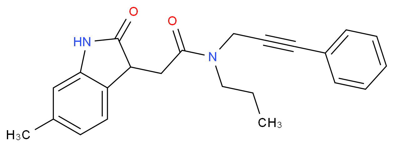 2-(6-methyl-2-oxo-2,3-dihydro-1H-indol-3-yl)-N-(3-phenylprop-2-yn-1-yl)-N-propylacetamide_分子结构_CAS_)