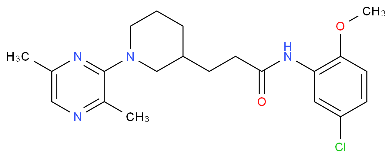 N-(5-chloro-2-methoxyphenyl)-3-[1-(3,6-dimethyl-2-pyrazinyl)-3-piperidinyl]propanamide_分子结构_CAS_)