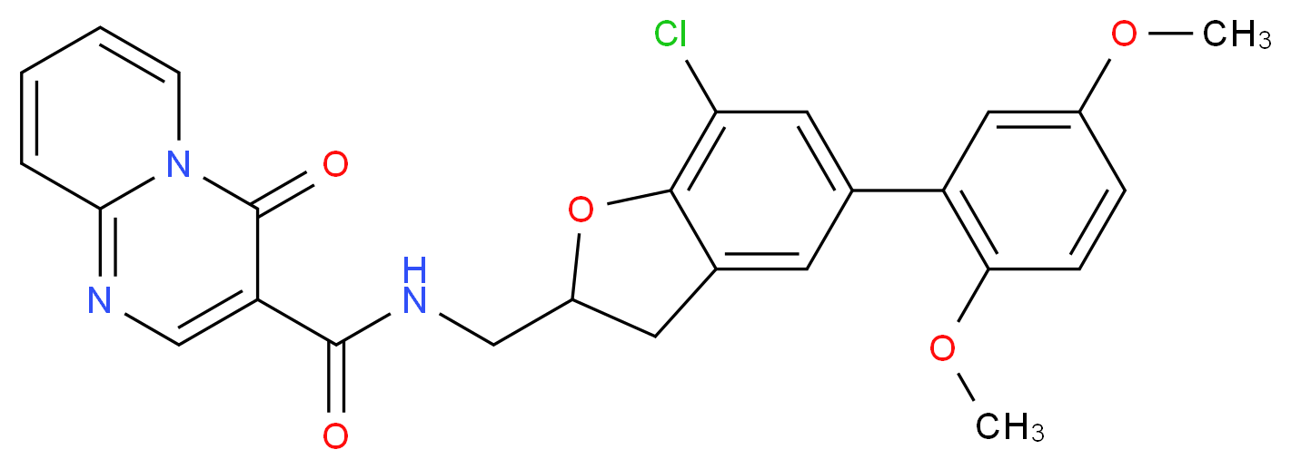 N-{[7-chloro-5-(2,5-dimethoxyphenyl)-2,3-dihydro-1-benzofuran-2-yl]methyl}-4-oxo-4H-pyrido[1,2-a]pyrimidine-3-carboxamide_分子结构_CAS_)