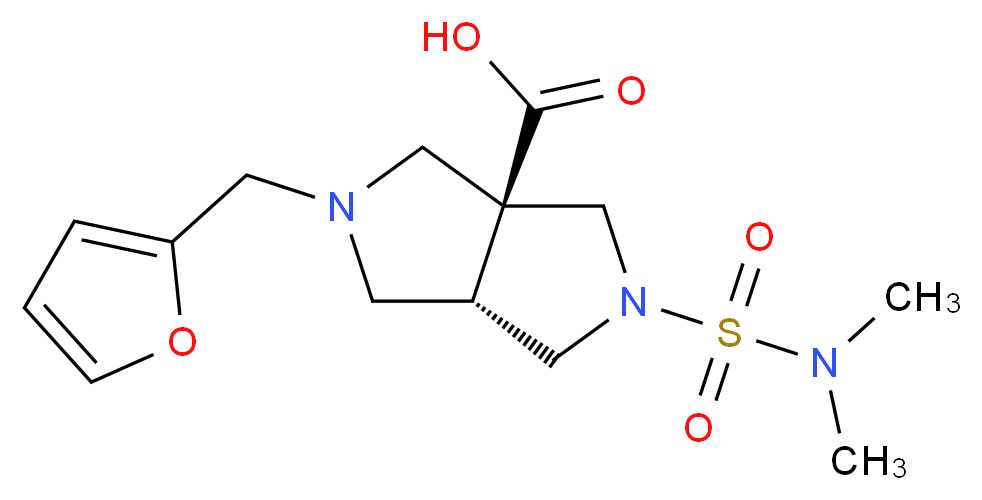 (3aS*,6aS*)-2-[(dimethylamino)sulfonyl]-5-(2-furylmethyl)hexahydropyrrolo[3,4-c]pyrrole-3a(1H)-carboxylic acid_分子结构_CAS_)