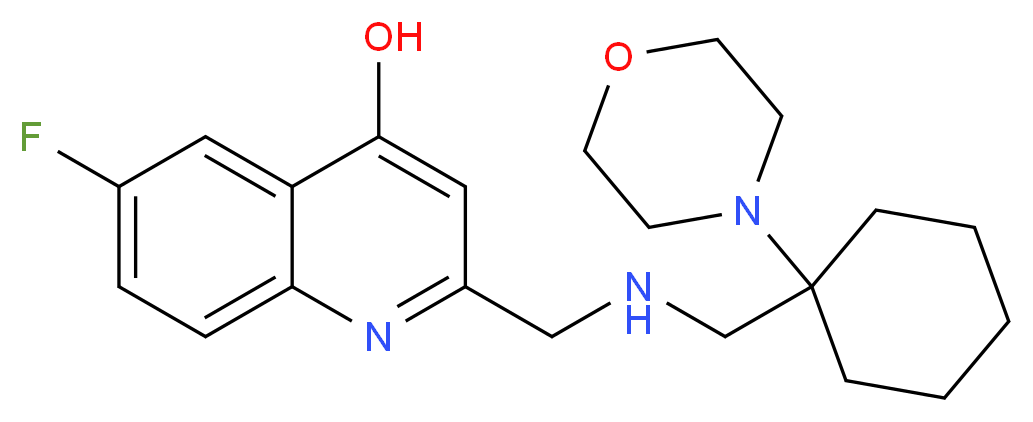 6-fluoro-2-({[(1-morpholin-4-ylcyclohexyl)methyl]amino}methyl)quinolin-4-ol_分子结构_CAS_)