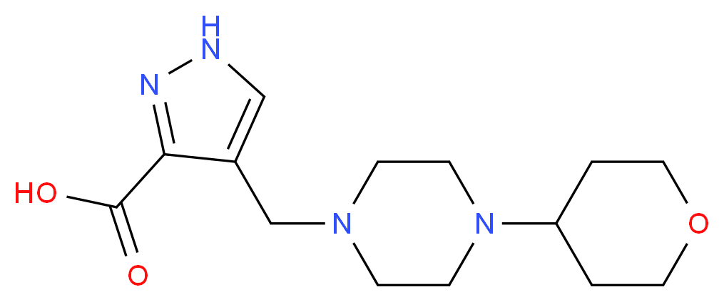 4-{[4-(tetrahydro-2H-pyran-4-yl)piperazin-1-yl]methyl}-1H-pyrazole-3-carboxylic acid_分子结构_CAS_)