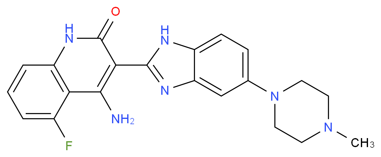 4-amino-5-fluoro-3-[5-(4-methylpiperazin-1-yl)-1H-1,3-benzodiazol-2-yl]-1,2-dihydroquinolin-2-one_分子结构_CAS_405169-16-6