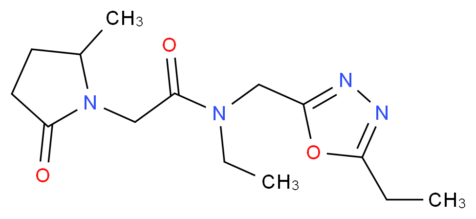 N-ethyl-N-[(5-ethyl-1,3,4-oxadiazol-2-yl)methyl]-2-(2-methyl-5-oxopyrrolidin-1-yl)acetamide_分子结构_CAS_)