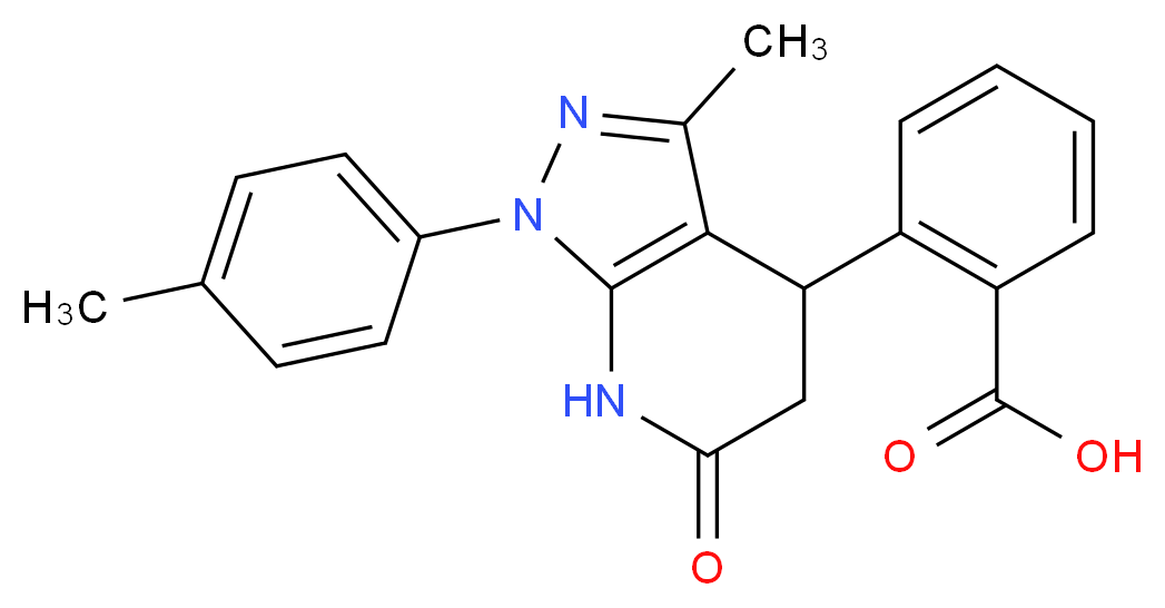 2-[3-methyl-1-(4-methylphenyl)-6-oxo-4,5,6,7-tetrahydro-1H-pyrazolo[3,4-b]pyridin-4-yl]benzoic acid_分子结构_CAS_)