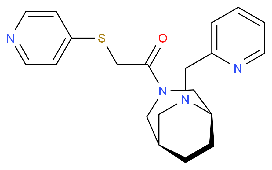 (1R*,5R*)-6-(2-pyridinylmethyl)-3-[(4-pyridinylthio)acetyl]-3,6-diazabicyclo[3.2.2]nonane_分子结构_CAS_)