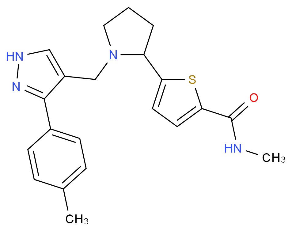 N-methyl-5-(1-{[3-(4-methylphenyl)-1H-pyrazol-4-yl]methyl}-2-pyrrolidinyl)-2-thiophenecarboxamide_分子结构_CAS_)