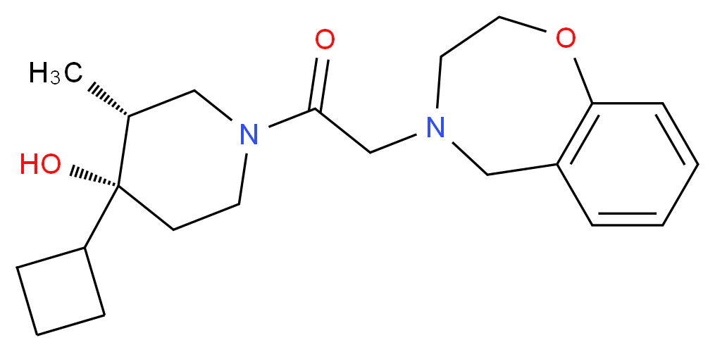 (3R*,4R*)-4-cyclobutyl-1-(2,3-dihydro-1,4-benzoxazepin-4(5H)-ylacetyl)-3-methyl-4-piperidinol_分子结构_CAS_)
