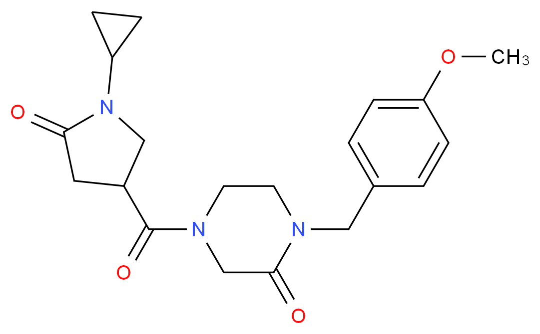 4-[(1-cyclopropyl-5-oxo-3-pyrrolidinyl)carbonyl]-1-(4-methoxybenzyl)-2-piperazinone_分子结构_CAS_)
