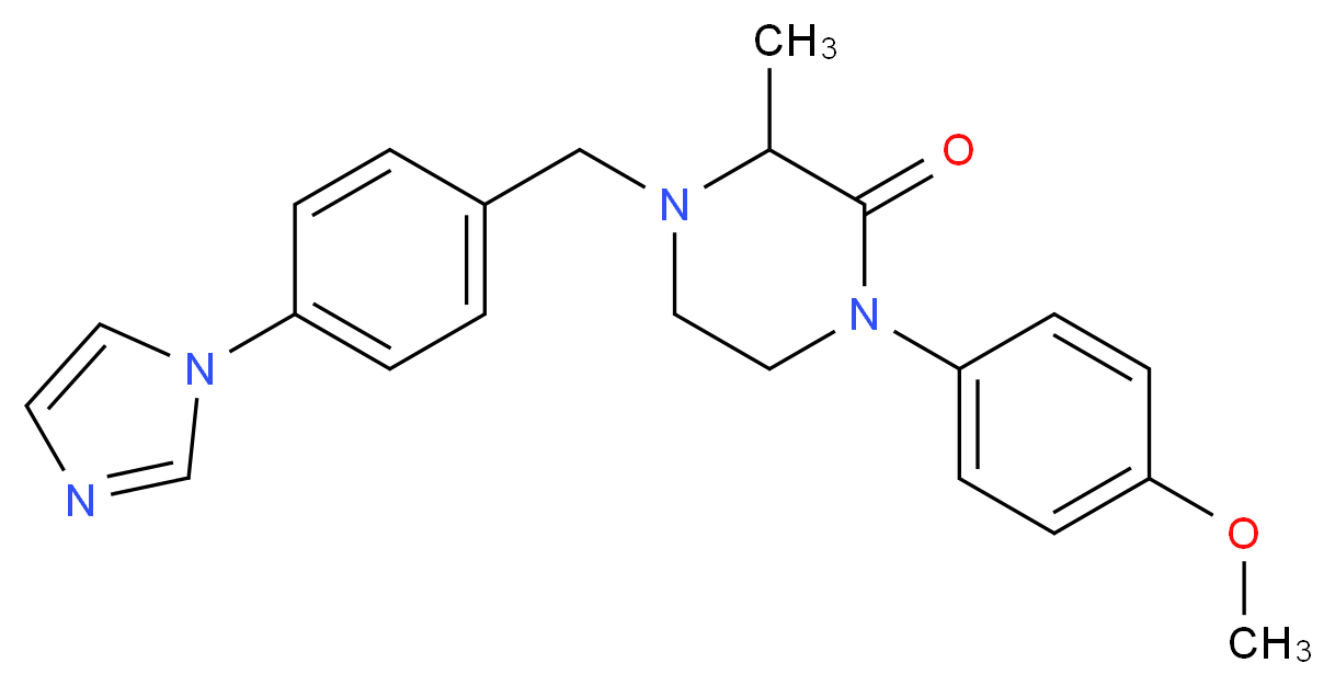 4-[4-(1H-imidazol-1-yl)benzyl]-1-(4-methoxyphenyl)-3-methyl-2-piperazinone_分子结构_CAS_)