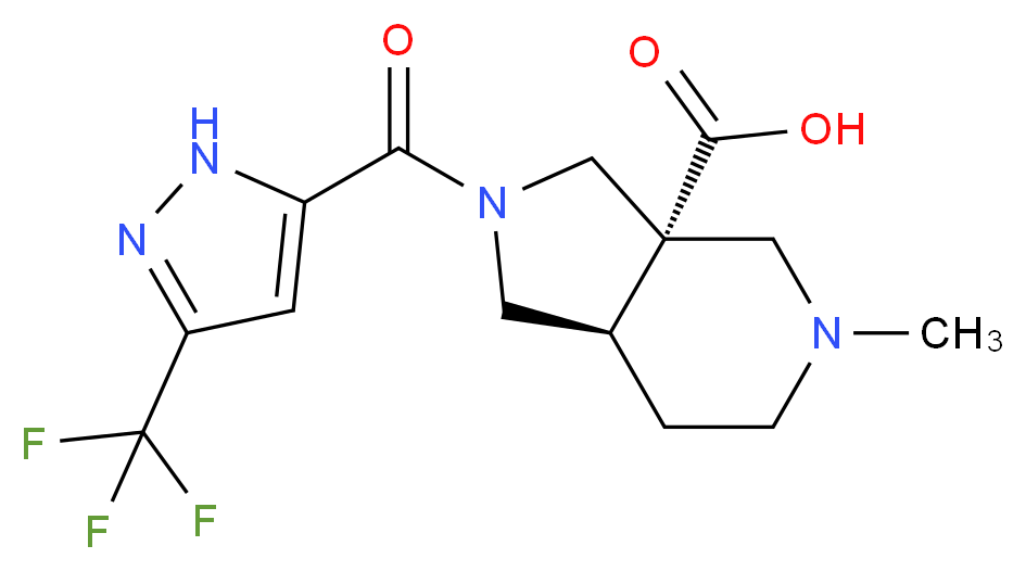 (3aS*,7aR*)-5-methyl-2-{[3-(trifluoromethyl)-1H-pyrazol-5-yl]carbonyl}octahydro-3aH-pyrrolo[3,4-c]pyridine-3a-carboxylic acid_分子结构_CAS_)