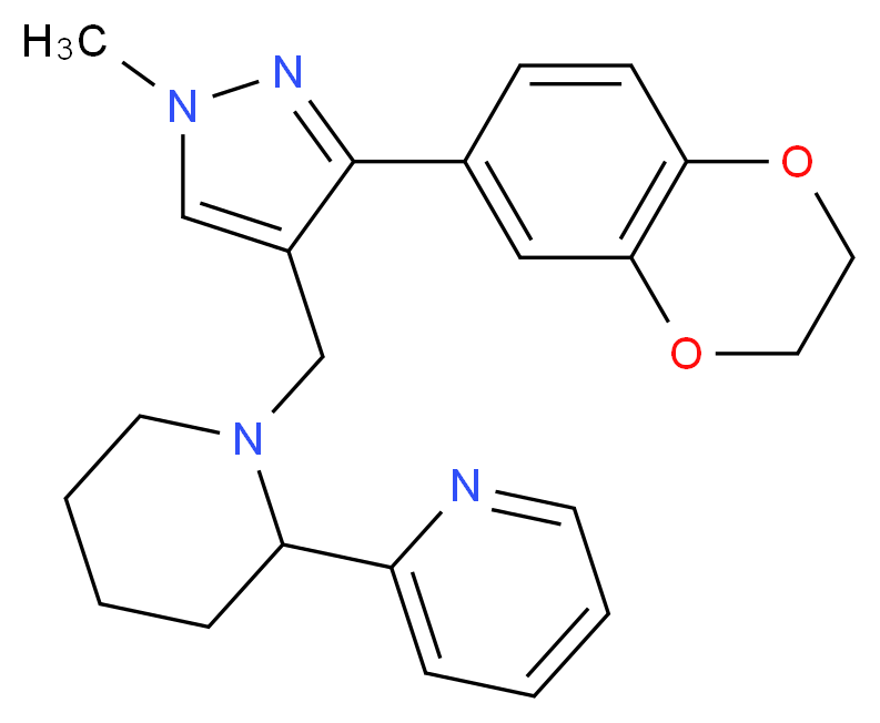 2-(1-{[3-(2,3-dihydro-1,4-benzodioxin-6-yl)-1-methyl-1H-pyrazol-4-yl]methyl}-2-piperidinyl)pyridine_分子结构_CAS_)