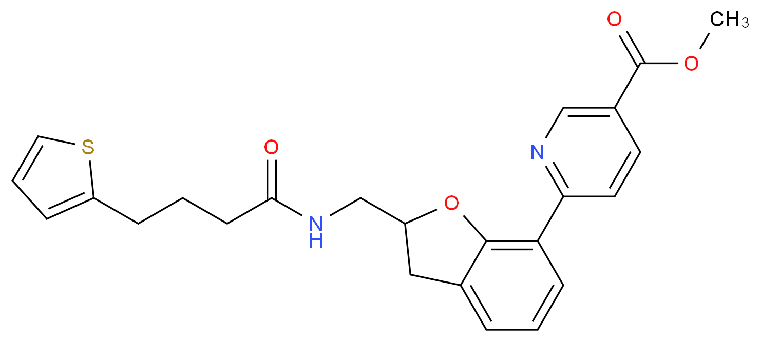 methyl 6-[2-({[4-(2-thienyl)butanoyl]amino}methyl)-2,3-dihydro-1-benzofuran-7-yl]nicotinate_分子结构_CAS_)