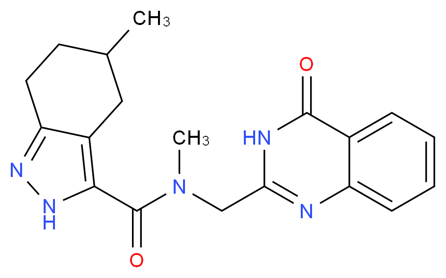 N,5-dimethyl-N-[(4-oxo-3,4-dihydro-2-quinazolinyl)methyl]-4,5,6,7-tetrahydro-2H-indazole-3-carboxamide_分子结构_CAS_)