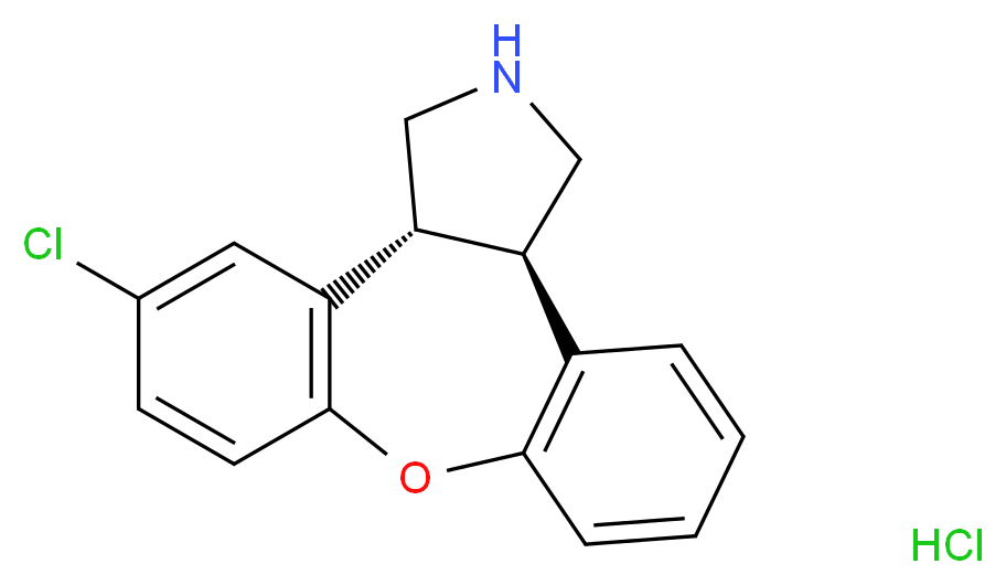 (2R,6R)-9-chloro-13-oxa-4-azatetracyclo[12.4.0.0<sup>2</sup>,<sup>6</sup>.0<sup>7</sup>,<sup>1</sup><sup>2</sup>]octadeca-1(14),7(12),8,10,15,17-hexaene hydrochloride_分子结构_CAS_1170701-78-6