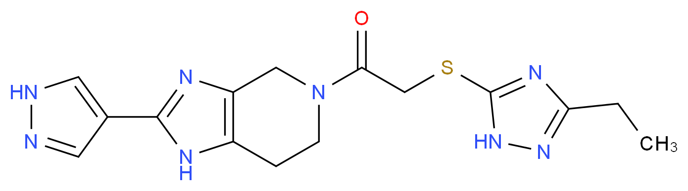 5-{[(3-ethyl-1H-1,2,4-triazol-5-yl)thio]acetyl}-2-(1H-pyrazol-4-yl)-4,5,6,7-tetrahydro-1H-imidazo[4,5-c]pyridine_分子结构_CAS_)