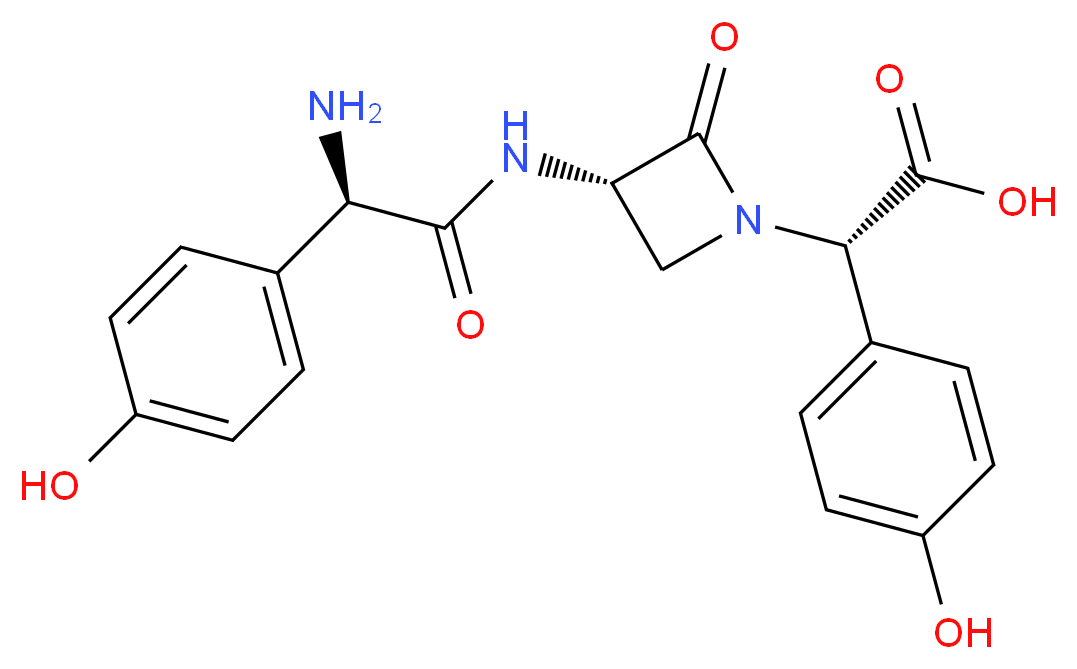 (2S)-2-[(3S)-3-[(2R)-2-amino-2-(4-hydroxyphenyl)acetamido]-2-oxoazetidin-1-yl]-2-(4-hydroxyphenyl)acetic acid_分子结构_CAS_65309-11-7
