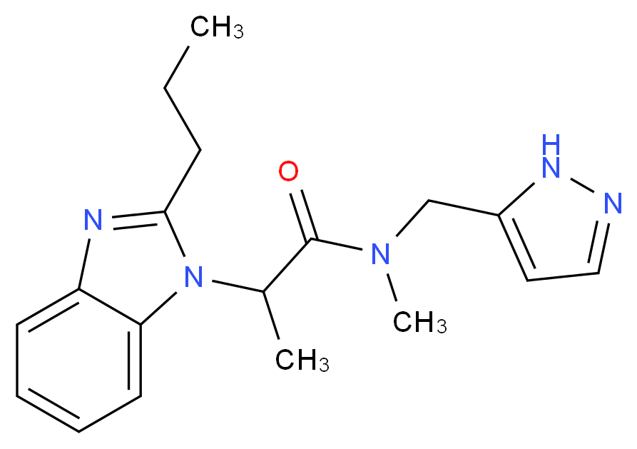 N-methyl-2-(2-propyl-1H-benzimidazol-1-yl)-N-(1H-pyrazol-5-ylmethyl)propanamide_分子结构_CAS_)