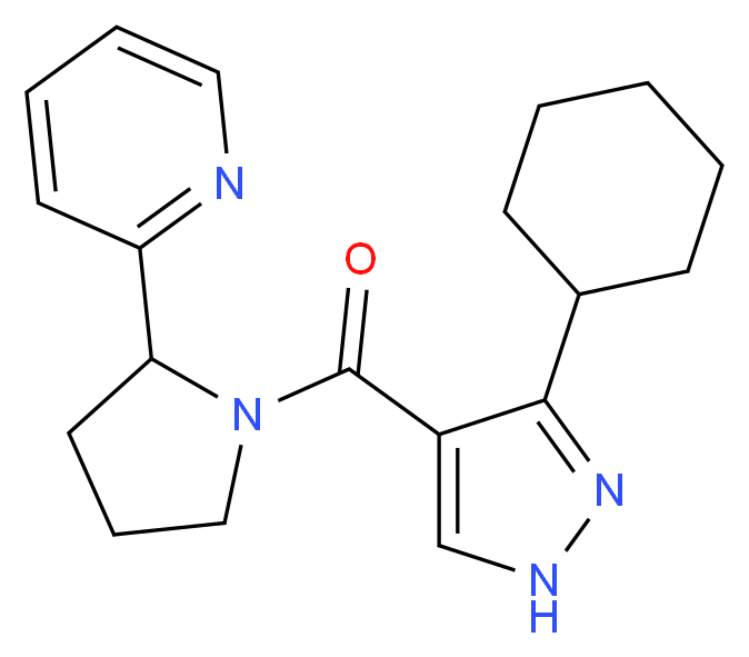 2-{1-[(3-cyclohexyl-1H-pyrazol-4-yl)carbonyl]-2-pyrrolidinyl}pyridine_分子结构_CAS_)