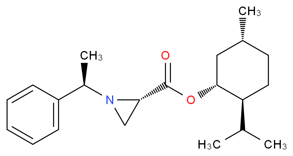 (1R,2S,5R)-5-methyl-2-(propan-2-yl)cyclohexyl (2S)-1-[(1R)-1-phenylethyl]aziridine-2-carboxylate_分子结构_CAS_397849-97-7