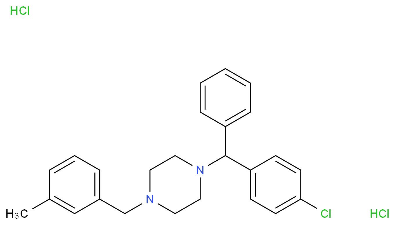 1-[(4-chlorophenyl)(phenyl)methyl]-4-[(3-methylphenyl)methyl]piperazine dihydrochloride_分子结构_CAS_1104-22-9