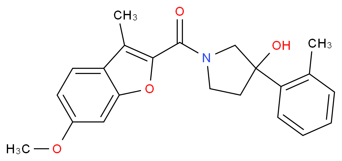 1-[(6-methoxy-3-methyl-1-benzofuran-2-yl)carbonyl]-3-(2-methylphenyl)-3-pyrrolidinol_分子结构_CAS_)