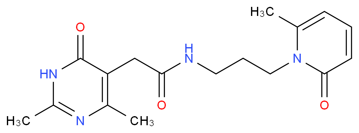 2-(2,4-dimethyl-6-oxo-1,6-dihydropyrimidin-5-yl)-N-[3-(6-methyl-2-oxopyridin-1(2H)-yl)propyl]acetamide_分子结构_CAS_)
