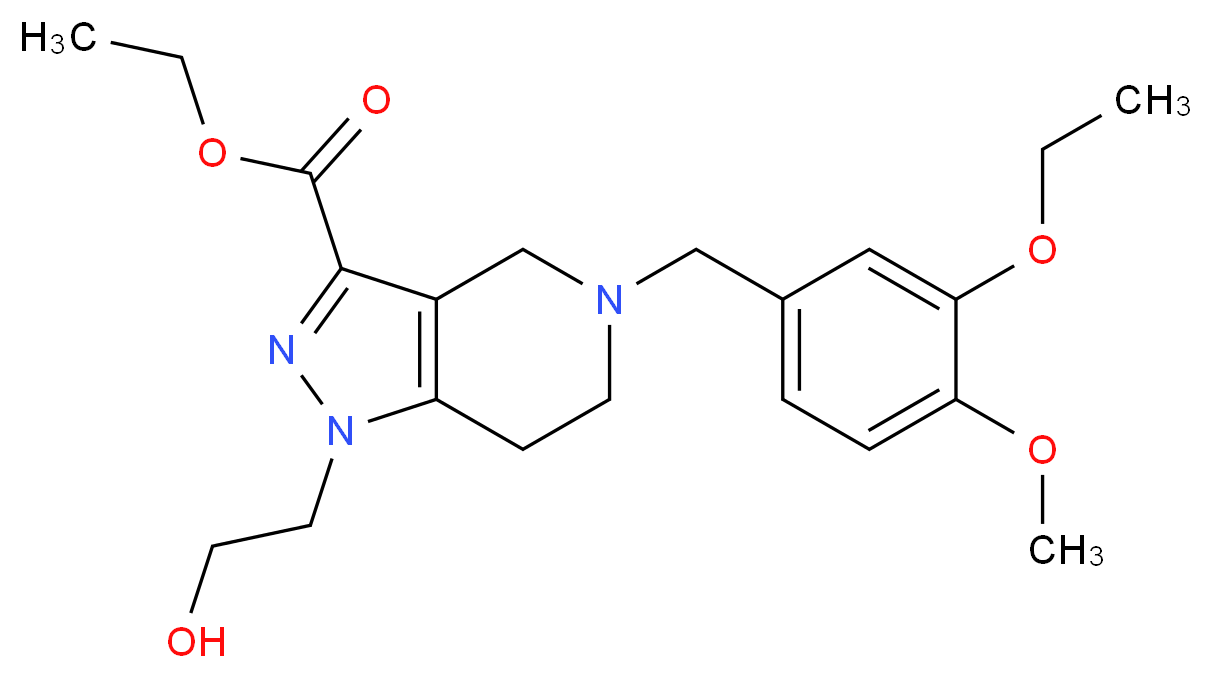 ethyl 5-(3-ethoxy-4-methoxybenzyl)-1-(2-hydroxyethyl)-4,5,6,7-tetrahydro-1H-pyrazolo[4,3-c]pyridine-3-carboxylate_分子结构_CAS_)