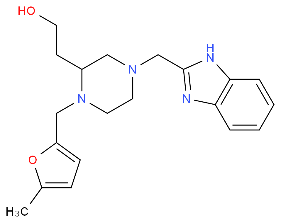 2-{4-(1H-benzimidazol-2-ylmethyl)-1-[(5-methyl-2-furyl)methyl]-2-piperazinyl}ethanol_分子结构_CAS_)