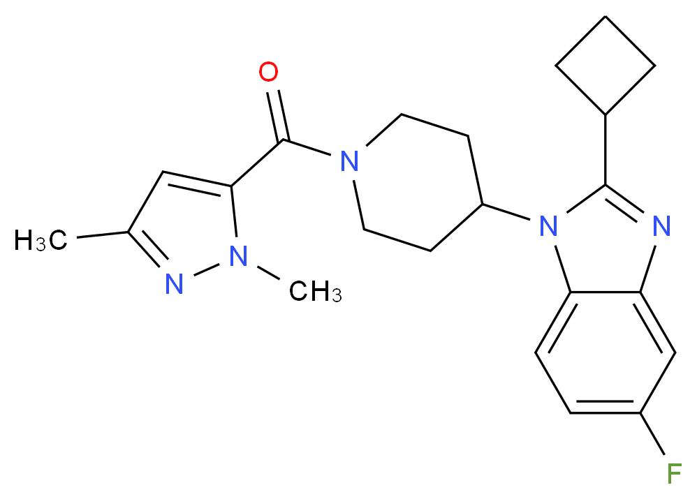 2-cyclobutyl-1-{1-[(1,3-dimethyl-1H-pyrazol-5-yl)carbonyl]-4-piperidinyl}-5-fluoro-1H-benzimidazole_分子结构_CAS_)