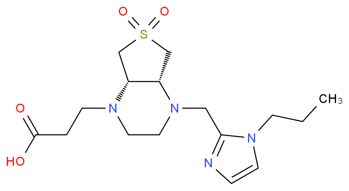 3-[(4aR*,7aS*)-6,6-dioxido-4-[(1-propyl-1H-imidazol-2-yl)methyl]hexahydrothieno[3,4-b]pyrazin-1(2H)-yl]propanoic acid_分子结构_CAS_)