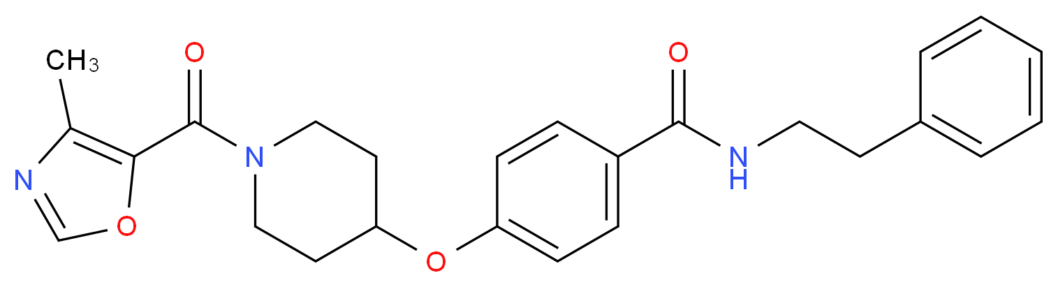4-({1-[(4-methyl-1,3-oxazol-5-yl)carbonyl]-4-piperidinyl}oxy)-N-(2-phenylethyl)benzamide_分子结构_CAS_)