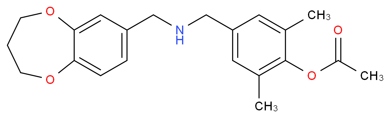 4-{[(3,4-dihydro-2H-1,5-benzodioxepin-7-ylmethyl)amino]methyl}-2,6-dimethylphenyl acetate_分子结构_CAS_)