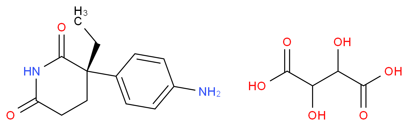 (3S)-3-(4-aminophenyl)-3-ethylpiperidine-2,6-dione; 2,3-dihydroxybutanedioic acid_分子结构_CAS_57344-88-4