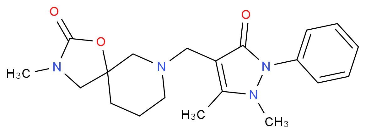 7-[(1,5-dimethyl-3-oxo-2-phenyl-2,3-dihydro-1H-pyrazol-4-yl)methyl]-3-methyl-1-oxa-3,7-diazaspiro[4.5]decan-2-one_分子结构_CAS_)