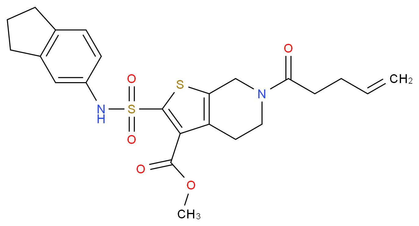 methyl 2-[(2,3-dihydro-1H-inden-5-ylamino)sulfonyl]-6-(4-pentenoyl)-4,5,6,7-tetrahydrothieno[2,3-c]pyridine-3-carboxylate_分子结构_CAS_)