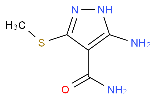 5-AMINO-3-(METHYLTHIO)-1H-PYRAZOLE-4-CARBOXAMIDE_分子结构_CAS_90914-35-5)
