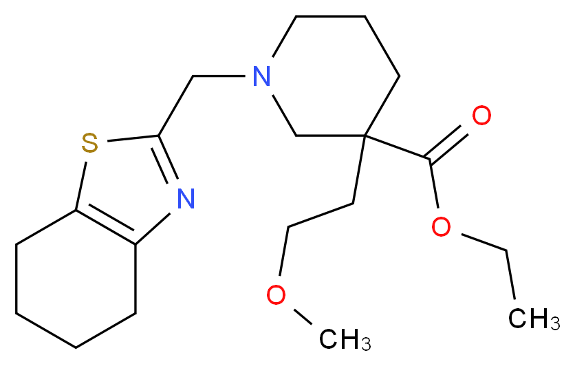 ethyl 3-(2-methoxyethyl)-1-(4,5,6,7-tetrahydro-1,3-benzothiazol-2-ylmethyl)-3-piperidinecarboxylate_分子结构_CAS_)