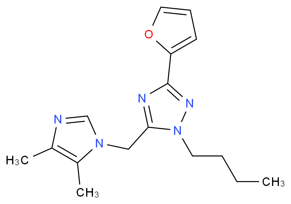 1-butyl-5-[(4,5-dimethyl-1H-imidazol-1-yl)methyl]-3-(2-furyl)-1H-1,2,4-triazole_分子结构_CAS_)
