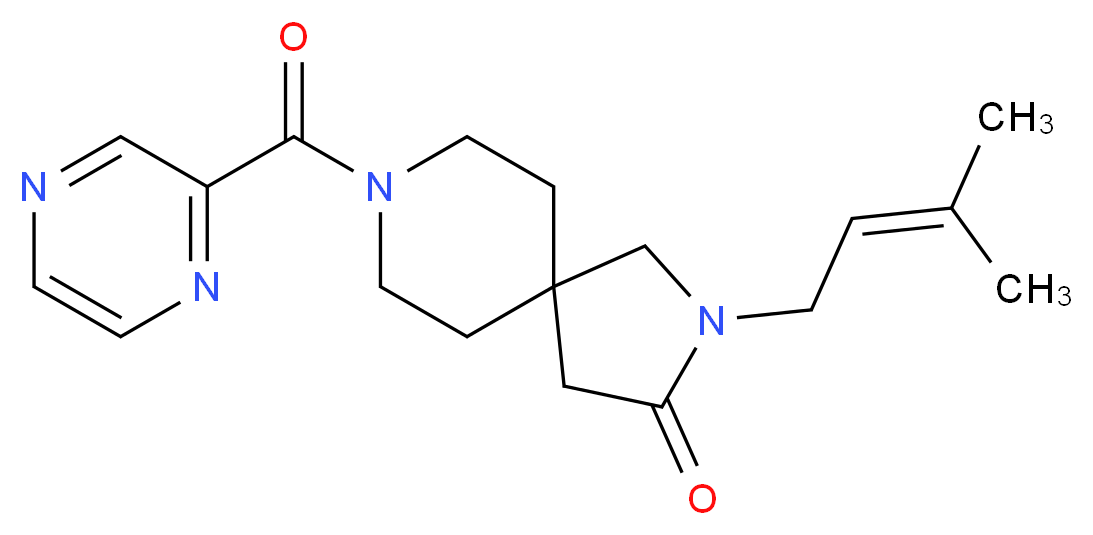 2-(3-methyl-2-buten-1-yl)-8-(2-pyrazinylcarbonyl)-2,8-diazaspiro[4.5]decan-3-one_分子结构_CAS_)