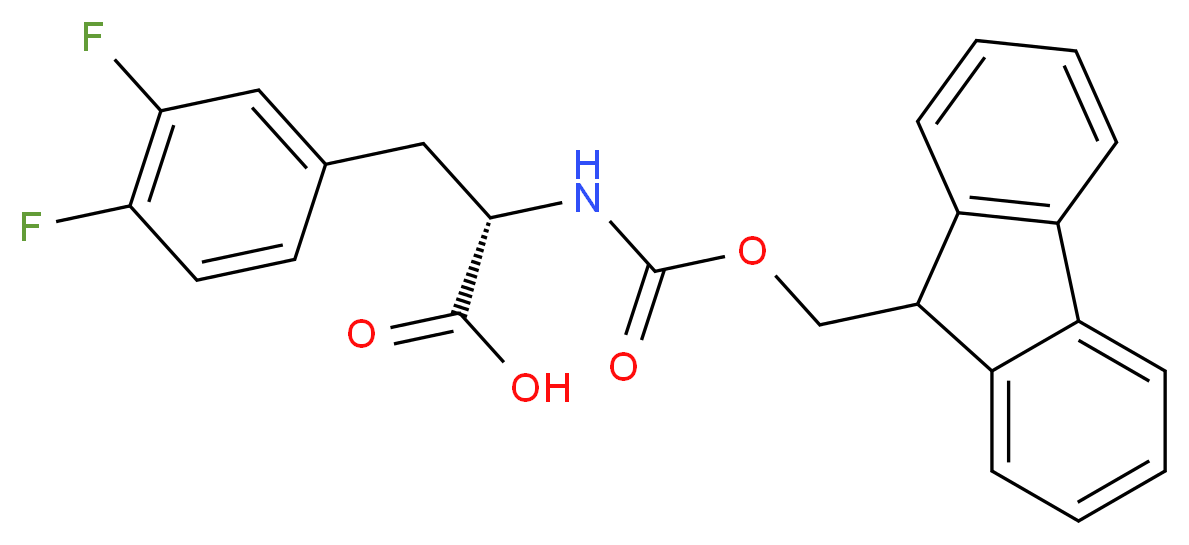 (2S)-3-(3,4-difluorophenyl)-2-({[(9H-fluoren-9-yl)methoxy]carbonyl}amino)propanoic acid_分子结构_CAS_177966-59-5