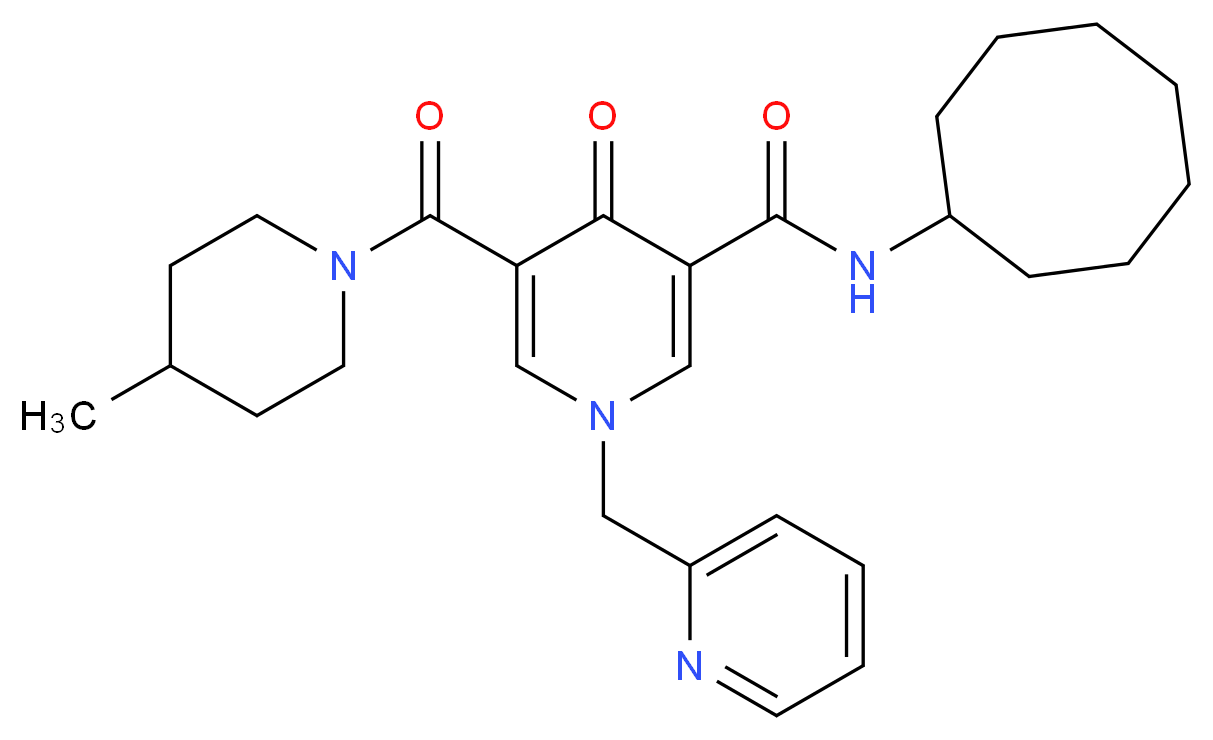 N-cyclooctyl-5-[(4-methyl-1-piperidinyl)carbonyl]-4-oxo-1-(2-pyridinylmethyl)-1,4-dihydro-3-pyridinecarboxamide_分子结构_CAS_)