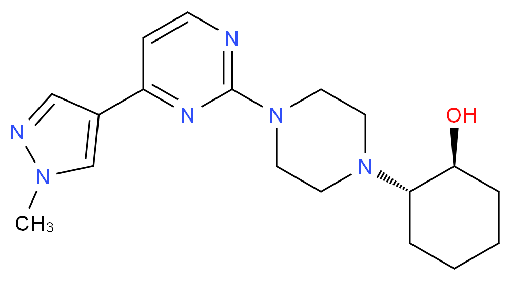 trans-2-{4-[4-(1-methyl-1H-pyrazol-4-yl)pyrimidin-2-yl]piperazin-1-yl}cyclohexanol_分子结构_CAS_)