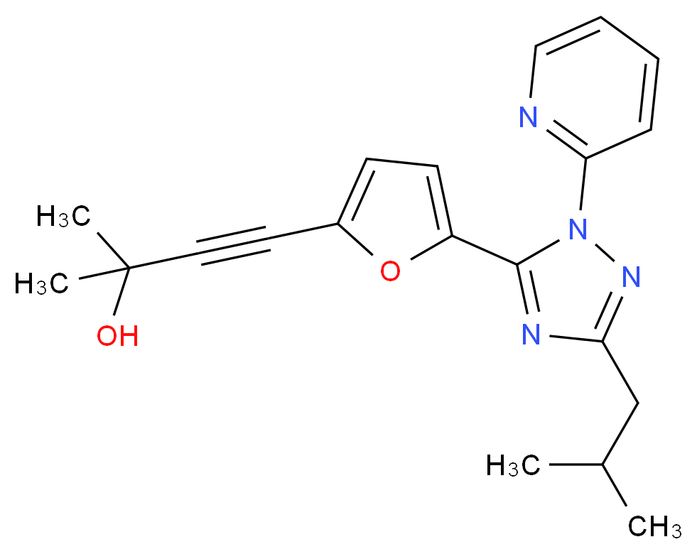 4-[5-(3-isobutyl-1-pyridin-2-yl-1H-1,2,4-triazol-5-yl)-2-furyl]-2-methylbut-3-yn-2-ol_分子结构_CAS_)
