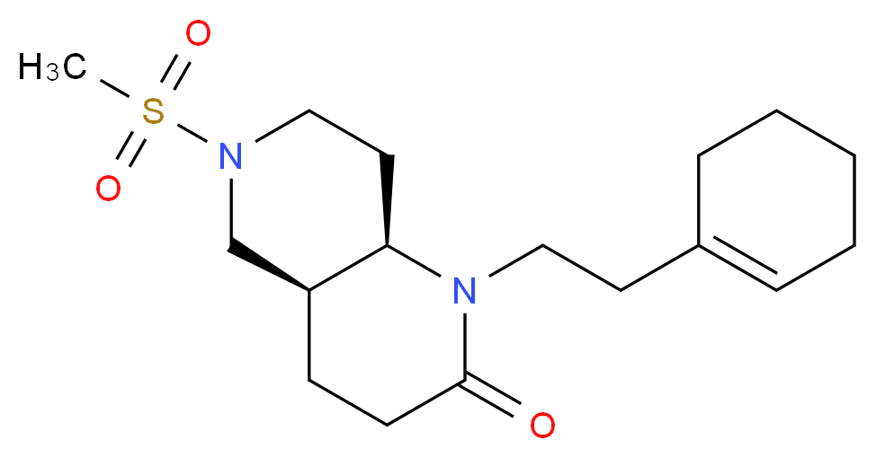 (4aS*,8aR*)-1-(2-cyclohex-1-en-1-ylethyl)-6-(methylsulfonyl)octahydro-1,6-naphthyridin-2(1H)-one_分子结构_CAS_)