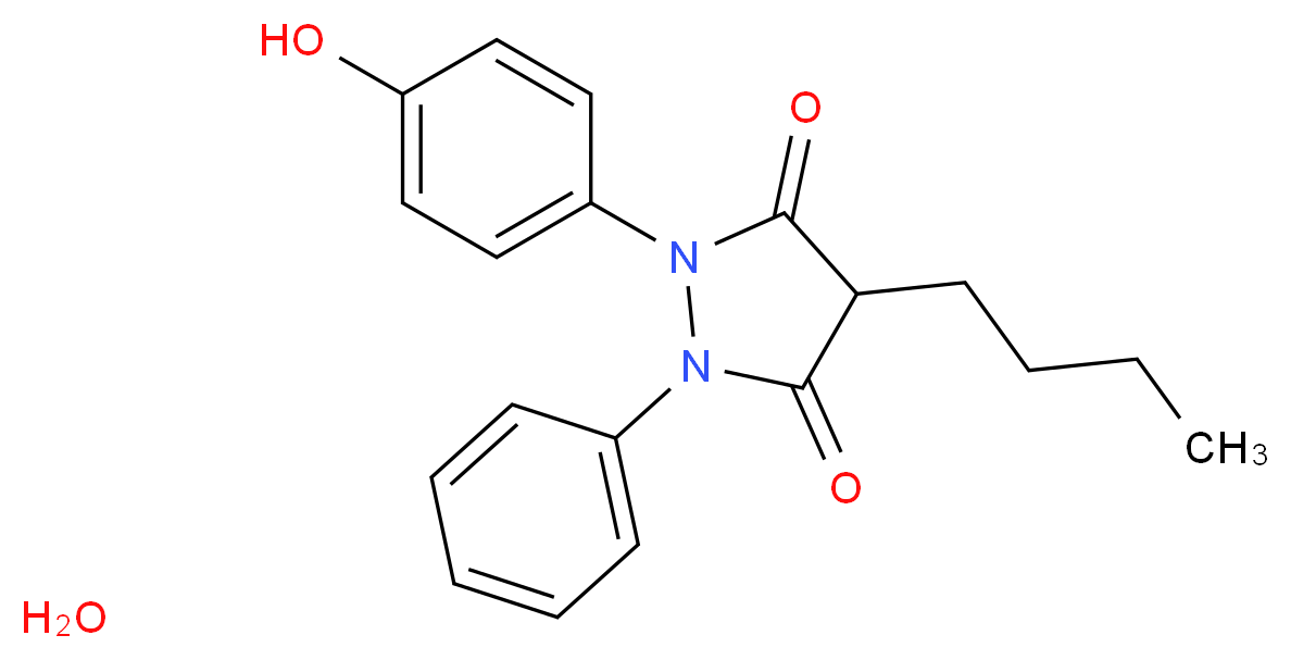 4-butyl-1-(4-hydroxyphenyl)-2-phenylpyrazolidine-3,5-dione hydrate_分子结构_CAS_129-20-4