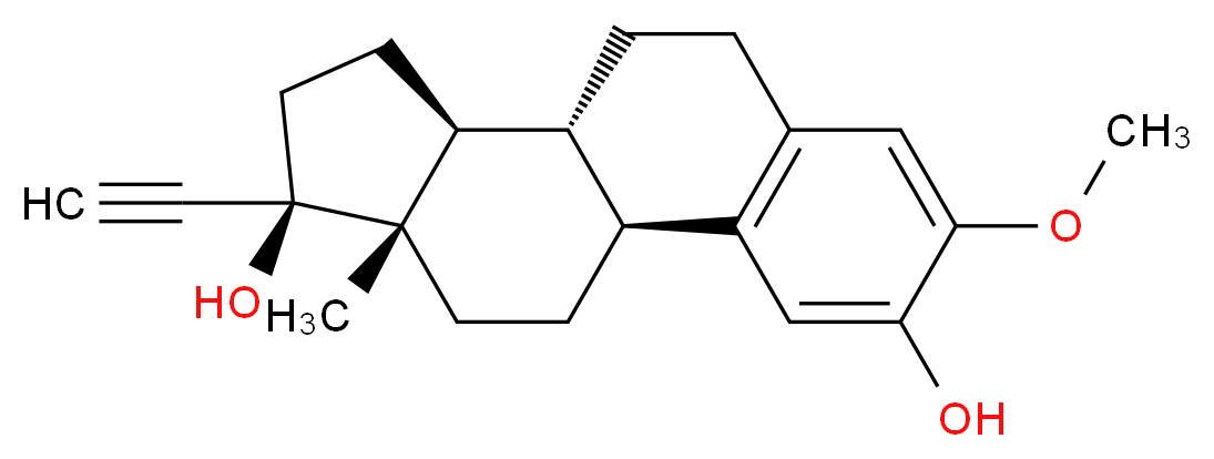 (1S,10R,11S,14R,15S)-14-ethynyl-5-methoxy-15-methyltetracyclo[8.7.0.0<sup>2</sup>,<sup>7</sup>.0<sup>1</sup><sup>1</sup>,<sup>1</sup><sup>5</sup>]heptadeca-2(7),3,5-triene-4,14-diol_分子结构_CAS_26011-40-5