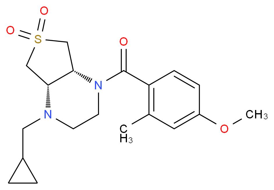 (4aR*,7aS*)-1-(cyclopropylmethyl)-4-(4-methoxy-2-methylbenzoyl)octahydrothieno[3,4-b]pyrazine 6,6-dioxide_分子结构_CAS_)