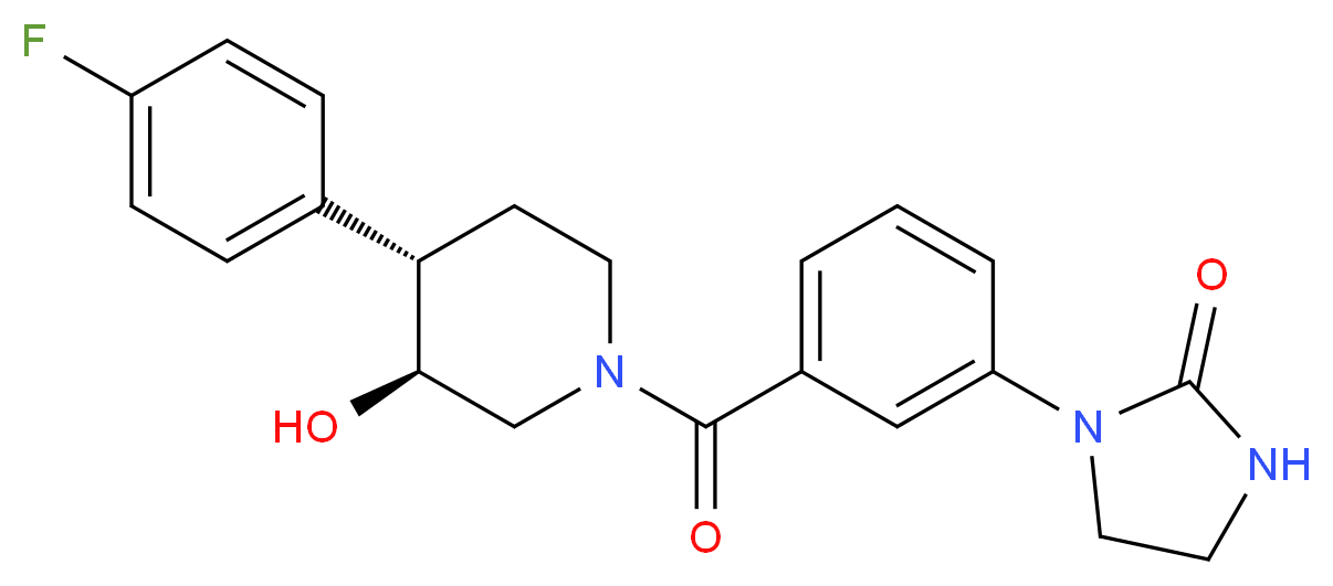 1-(3-{[(3S*,4S*)-4-(4-fluorophenyl)-3-hydroxypiperidin-1-yl]carbonyl}phenyl)imidazolidin-2-one_分子结构_CAS_)